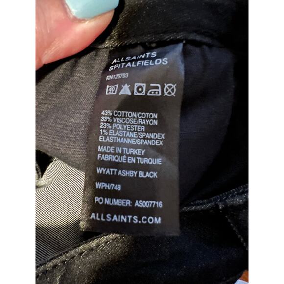 AllSaints Spitalfields Womens Wyatt Ashby Skinny Jeans Black Stretch Denim 28x34 - Picture 10 of 10